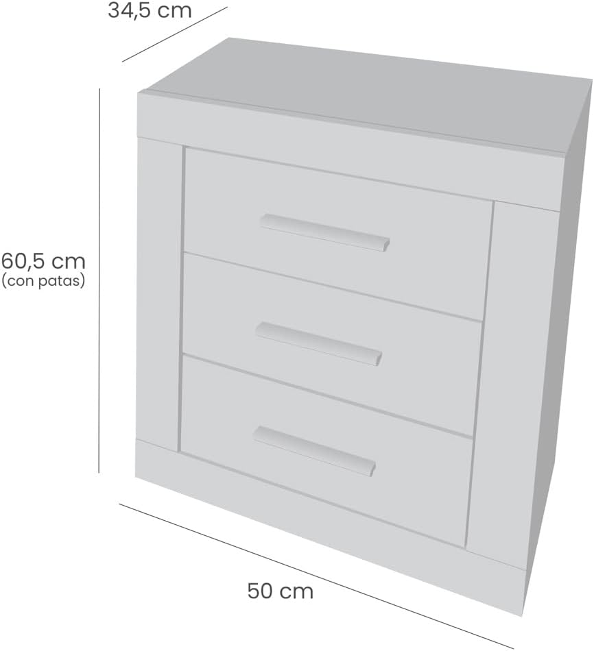 Mesita de noche 3 cajones Lara Cambrian/Grafito - Imagen 2