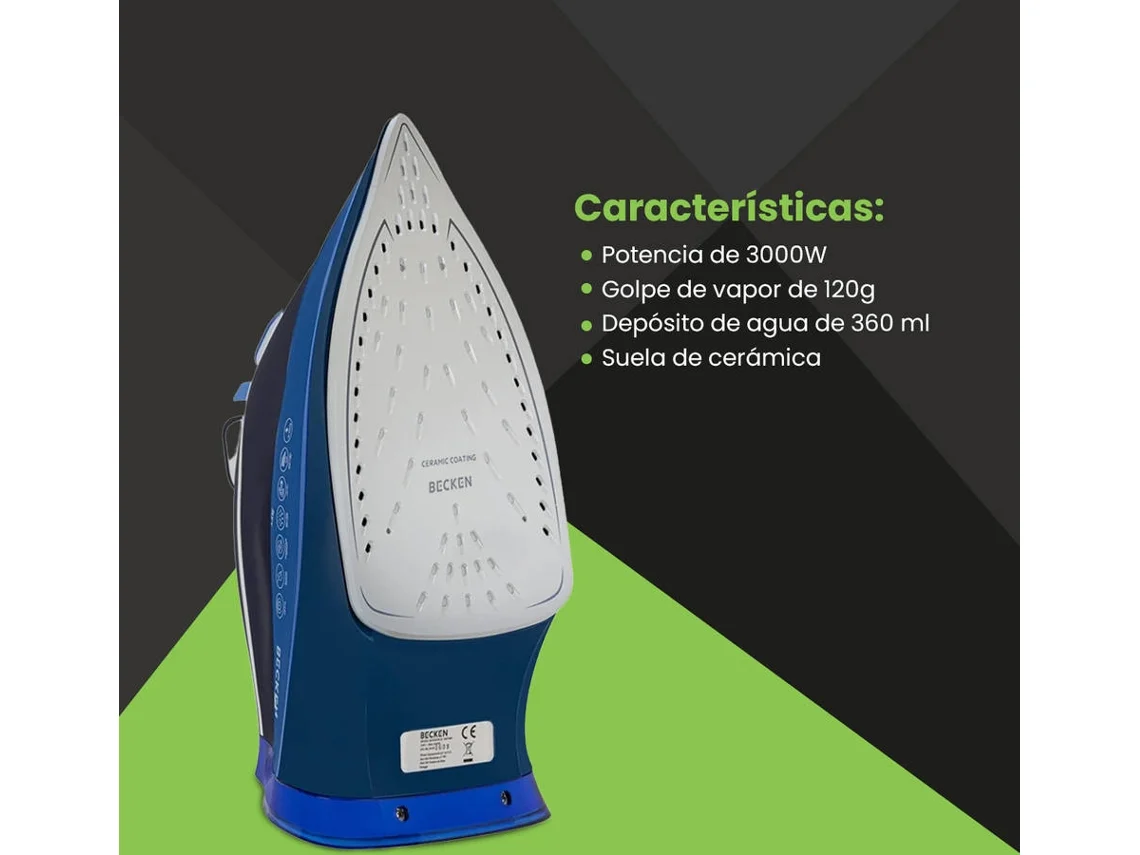 Plancha vapor cerámica Becken 3000W - Imagen 2