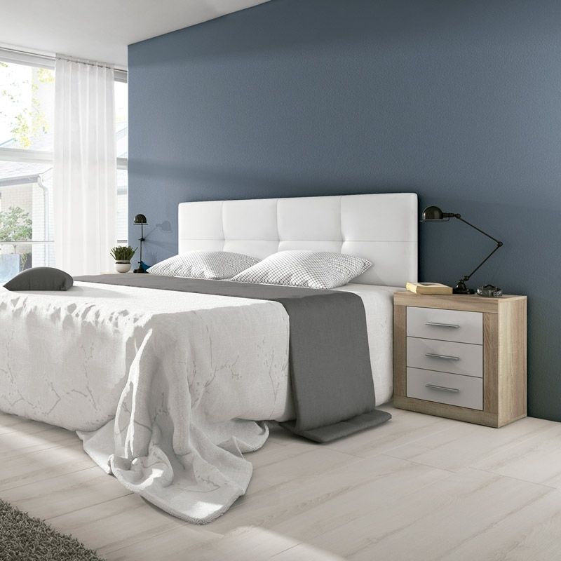 Mesita de noche 3 cajones Lara Cambrian/Blanco - Imagen 2