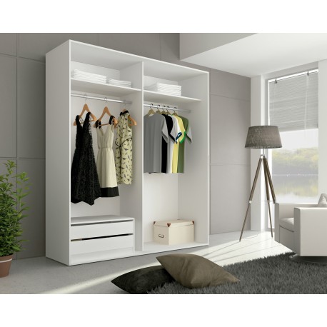 Armario 2 Puertas Corredera Cabra Blanco/Grafito - Imagen 2