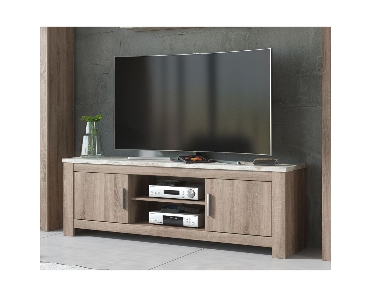 Mueble bajo TV 2p RONCAL Trufa/Cañón Blanco