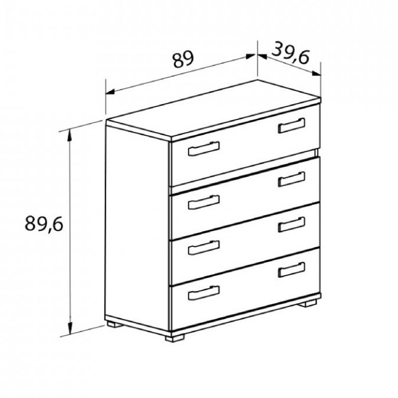 Comodín 4 cajones Cabra Blanco/Grafito - Imagen 2