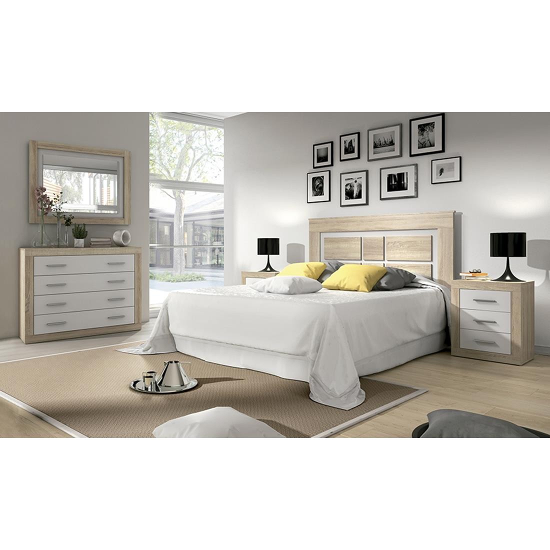 Cabecero con patas 160cm Lara Andersen Pino/Gris - Imagen 2