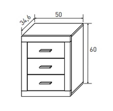 Mesita de noche 3 cajones Lara Puccini/Textil - Imagen 2