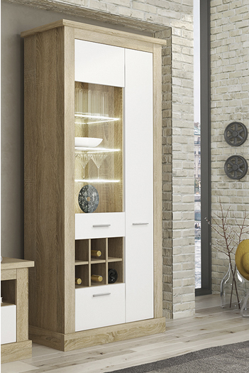 Vitrina Alta con Leds Mod. Chellen Cambrian-Blanca