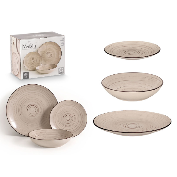 Vajilla 18 pzs ESPIRAL TIERRA