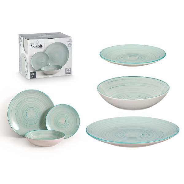 Vajilla 18 pzs ESPIRAL AZUL