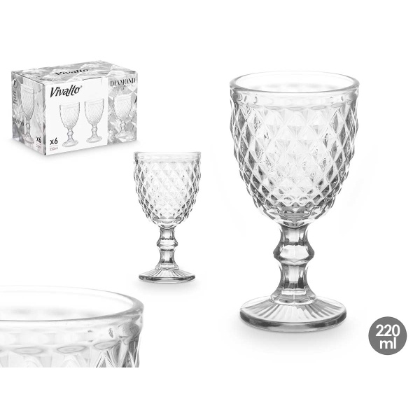 Pack 6 copa Diamante Transparente 220ml