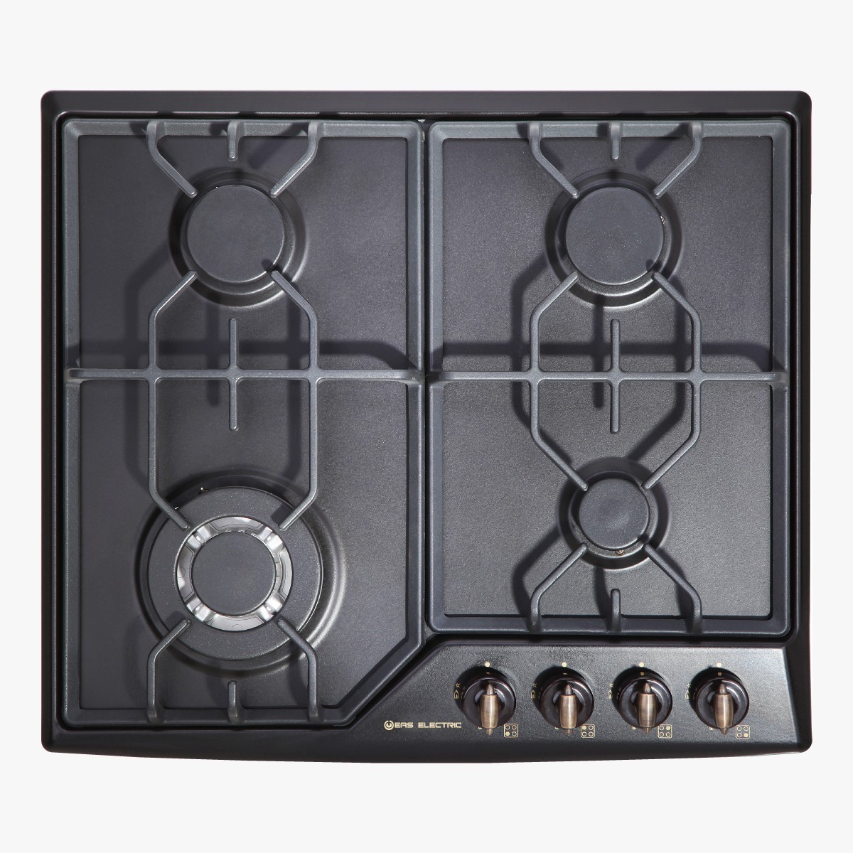 Encimera de Gas Negro estilo rústico 60 cm 4 fuegos EAS