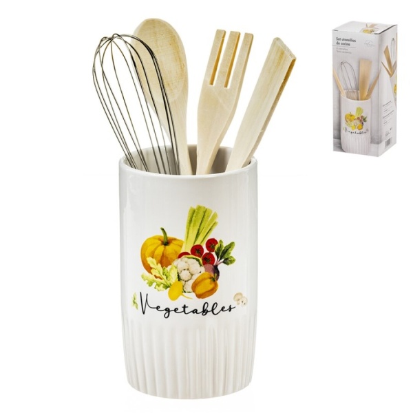 Portautensilios cerámica + utensilios vegetables
