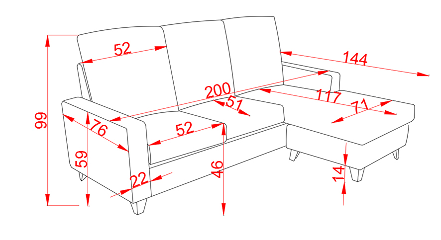 Chaiselongue Duque reversible Tap. Nolia - Imagen 2