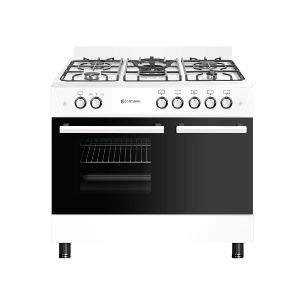 Cocina de gas 90cm con horno y porta bombonas 5 fuegos blanca