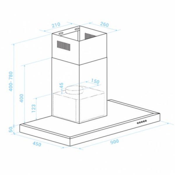 Campana Tipo T 90cm Inox