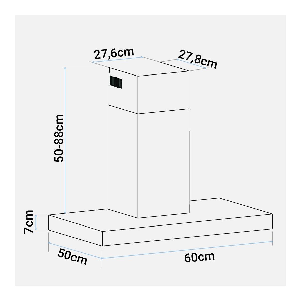 Campana Tipo T 60cm Inox frontal negro - Imagen 2