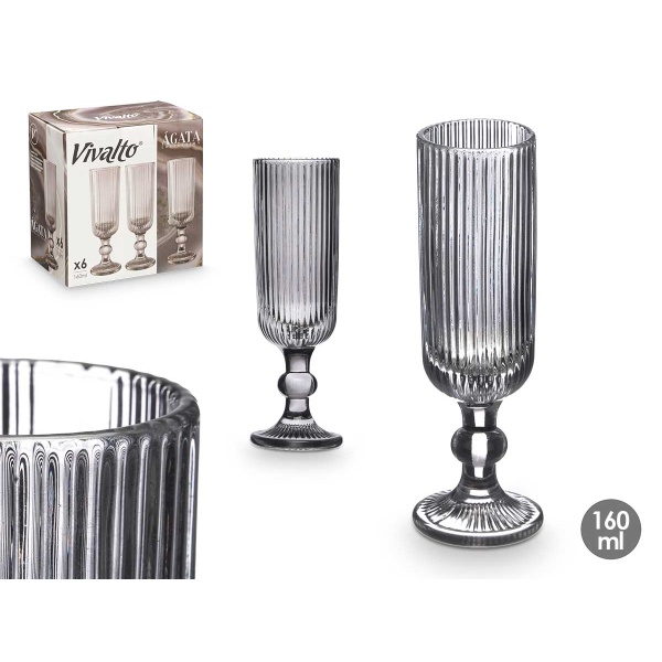 Copa cava gris rayas 160 ml
