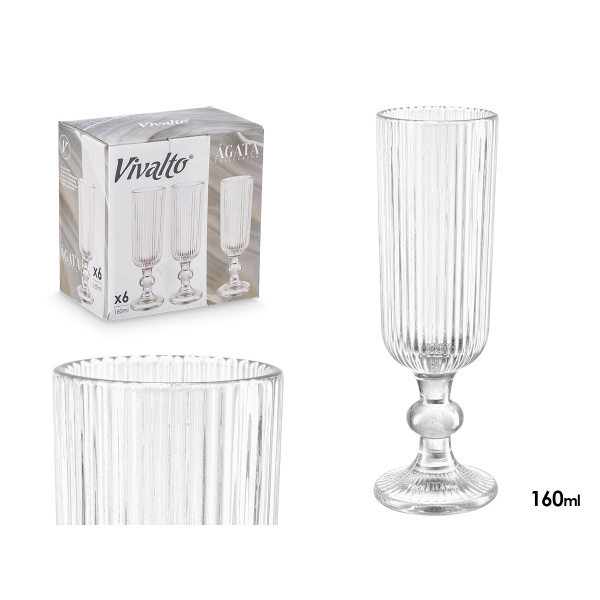 Copa cava transparente rayas 160ml