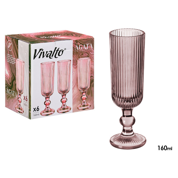 Copa cava rosa rayas 160ml